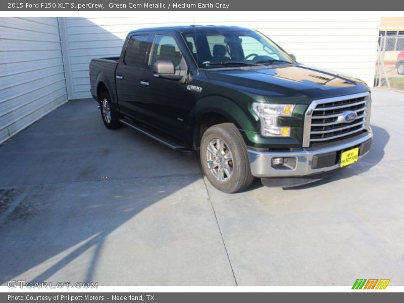 Green Gem Metallic / Medium Earth Gray 2015 Ford F150 XLT SuperCrew