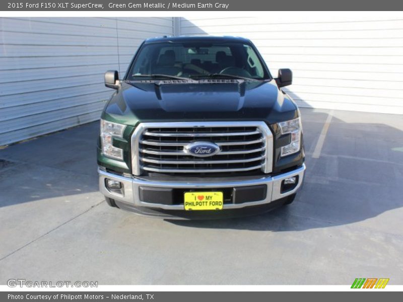 Green Gem Metallic / Medium Earth Gray 2015 Ford F150 XLT SuperCrew