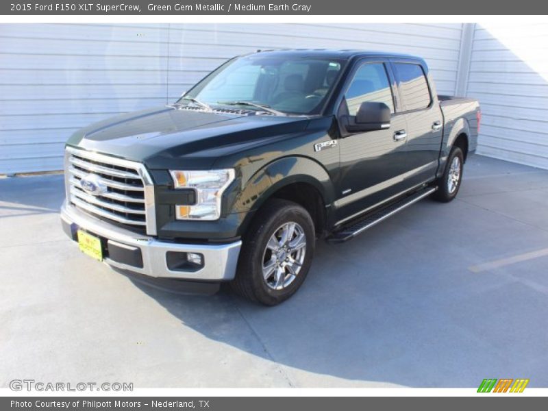 Green Gem Metallic / Medium Earth Gray 2015 Ford F150 XLT SuperCrew