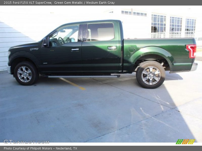 Green Gem Metallic / Medium Earth Gray 2015 Ford F150 XLT SuperCrew