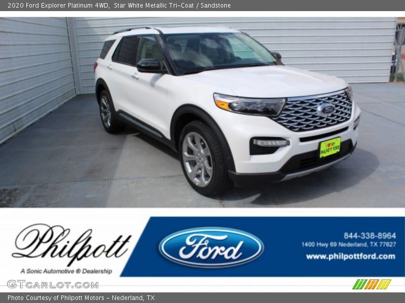 Star White Metallic Tri-Coat / Sandstone 2020 Ford Explorer Platinum 4WD