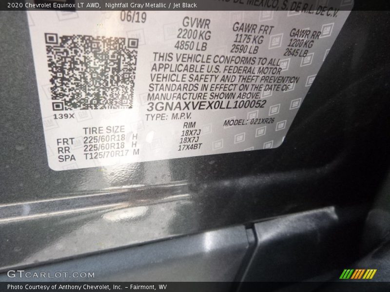 Nightfall Gray Metallic / Jet Black 2020 Chevrolet Equinox LT AWD