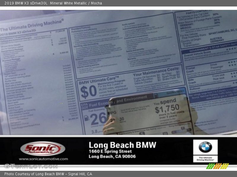 Mineral White Metallic / Mocha 2019 BMW X3 sDrive30i
