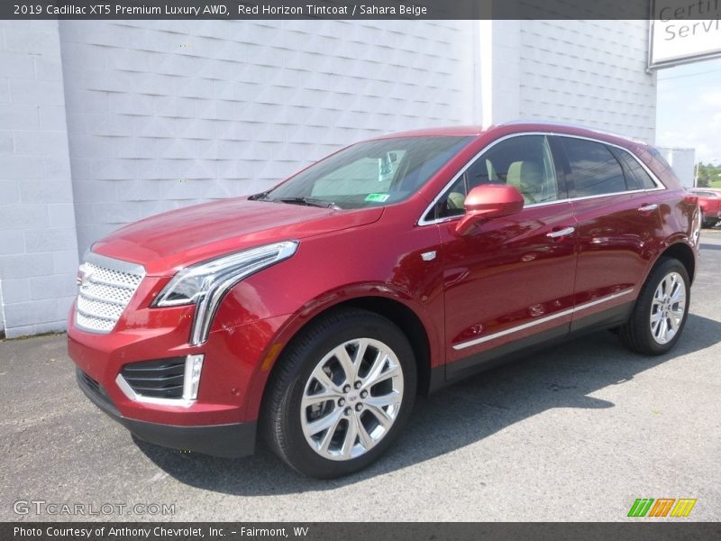 Red Horizon Tintcoat / Sahara Beige 2019 Cadillac XT5 Premium Luxury AWD