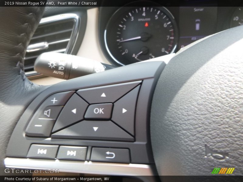 Pearl White / Charcoal 2019 Nissan Rogue SV AWD