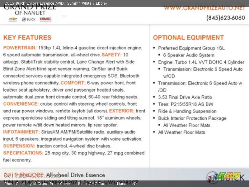 Summit White / Ebony 2019 Buick Encore Essence AWD