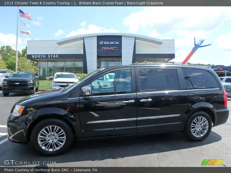 Brilliant Black Crystal Pearl / Black/Light Graystone 2013 Chrysler Town & Country Touring - L