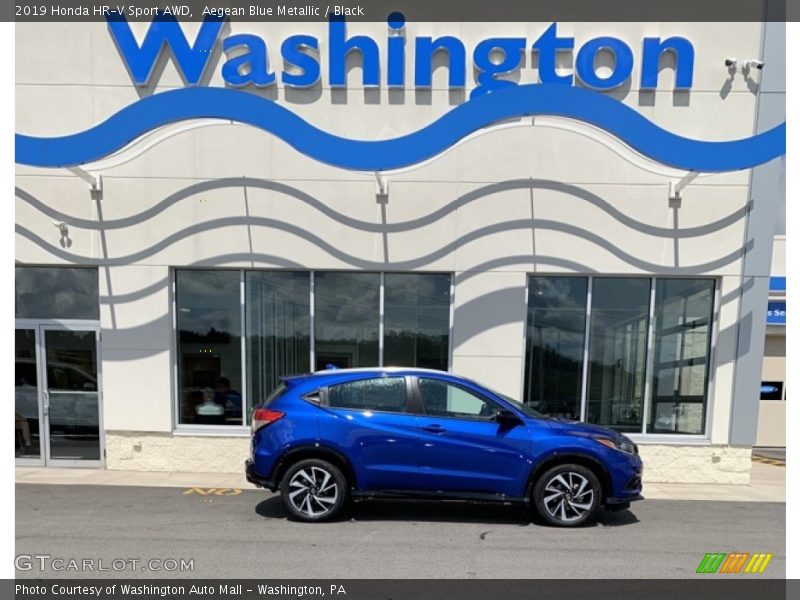 Aegean Blue Metallic / Black 2019 Honda HR-V Sport AWD