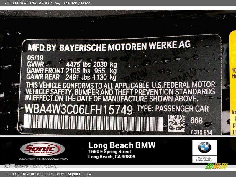 Jet Black / Black 2020 BMW 4 Series 430i Coupe