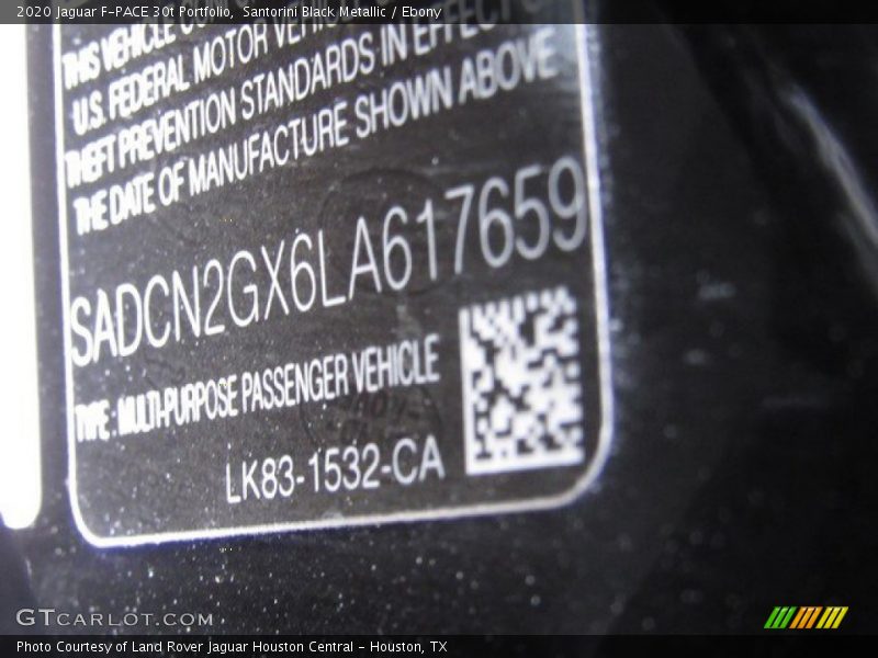 Santorini Black Metallic / Ebony 2020 Jaguar F-PACE 30t Portfolio