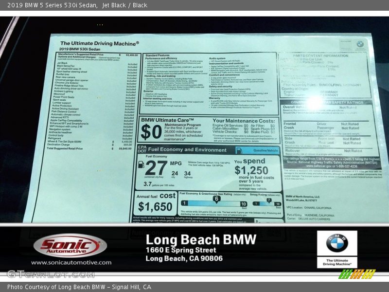 Jet Black / Black 2019 BMW 5 Series 530i Sedan