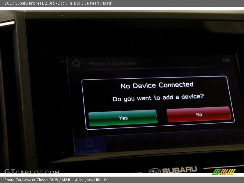 Island Blue Pearl / Black 2017 Subaru Impreza 2.0i 5-Door