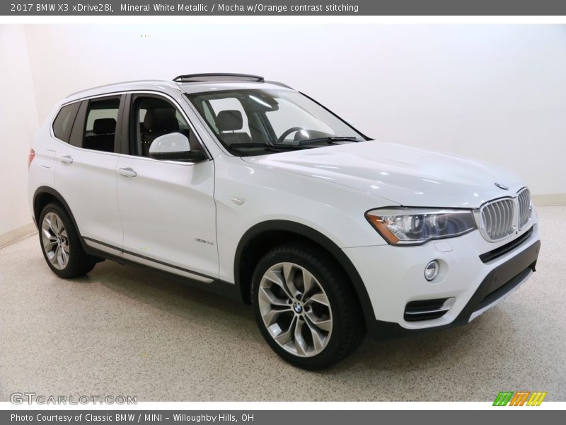 Mineral White Metallic / Mocha w/Orange contrast stitching 2017 BMW X3 xDrive28i