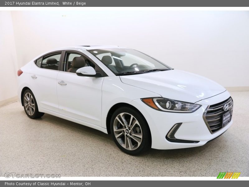 White / Beige 2017 Hyundai Elantra Limited