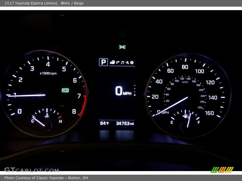 White / Beige 2017 Hyundai Elantra Limited