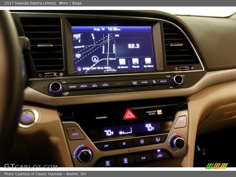 White / Beige 2017 Hyundai Elantra Limited