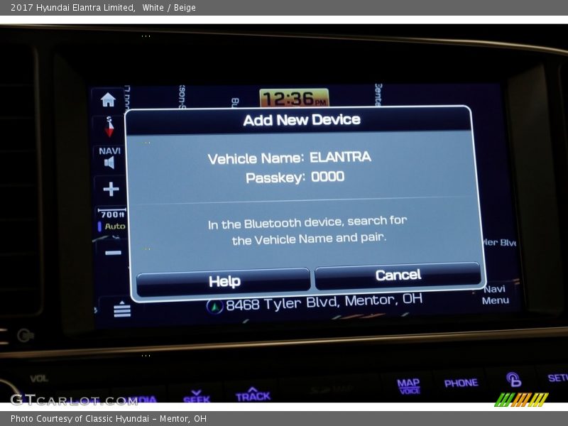 White / Beige 2017 Hyundai Elantra Limited