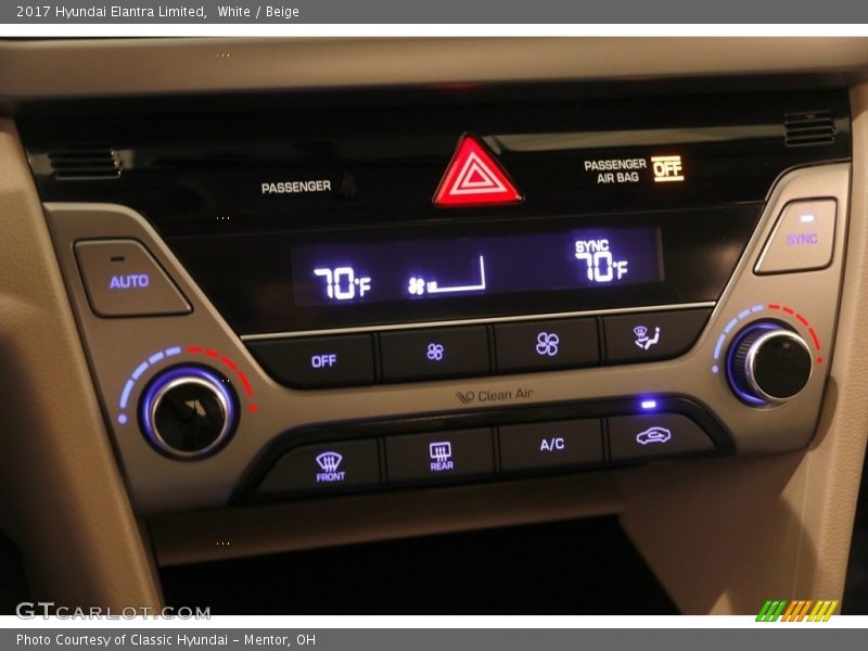 White / Beige 2017 Hyundai Elantra Limited