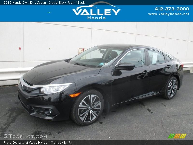 Crystal Black Pearl / Black 2016 Honda Civic EX-L Sedan