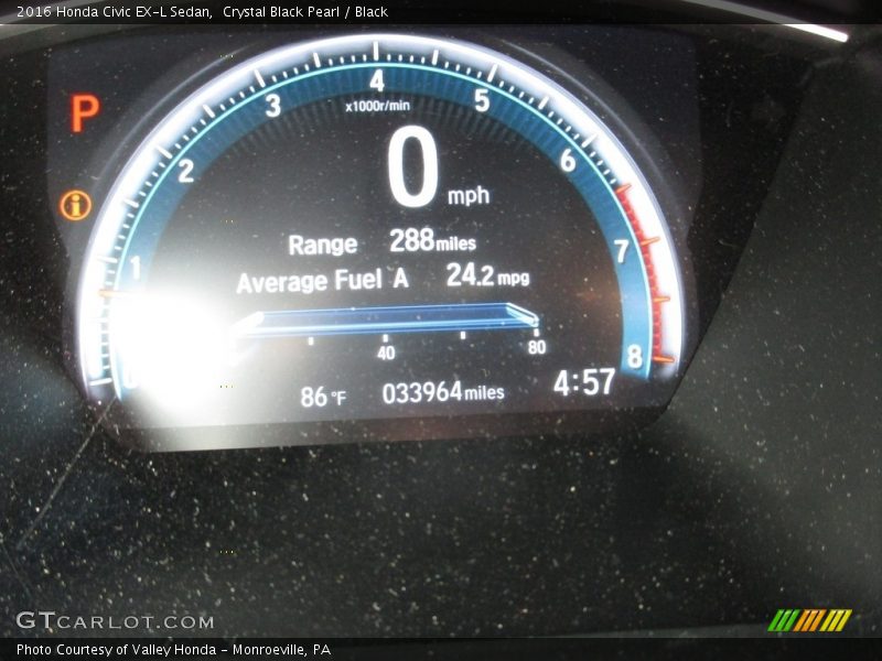 Crystal Black Pearl / Black 2016 Honda Civic EX-L Sedan