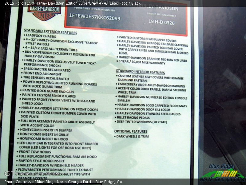  2019 F150 Harley Davidson Edition SuperCrew 4x4 Window Sticker