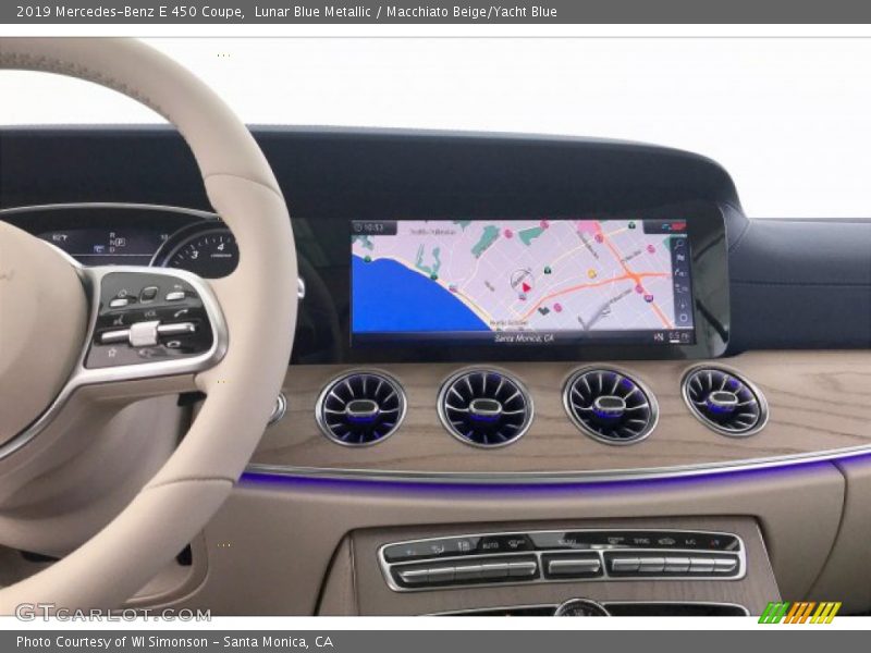 Lunar Blue Metallic / Macchiato Beige/Yacht Blue 2019 Mercedes-Benz E 450 Coupe