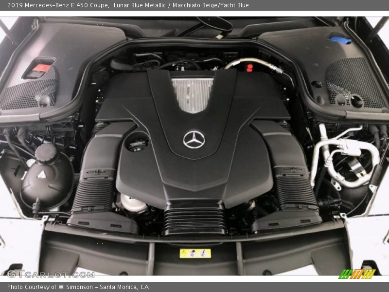 Lunar Blue Metallic / Macchiato Beige/Yacht Blue 2019 Mercedes-Benz E 450 Coupe