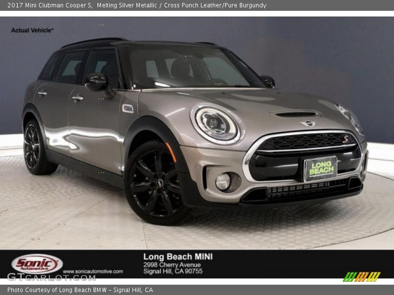 Melting Silver Metallic / Cross Punch Leather/Pure Burgundy 2017 Mini Clubman Cooper S