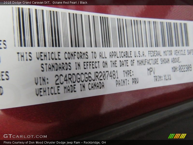 Octane Red Pearl / Black 2018 Dodge Grand Caravan SXT