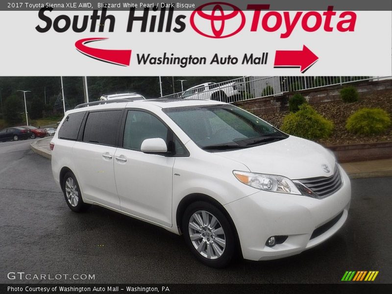 Blizzard White Pearl / Dark Bisque 2017 Toyota Sienna XLE AWD