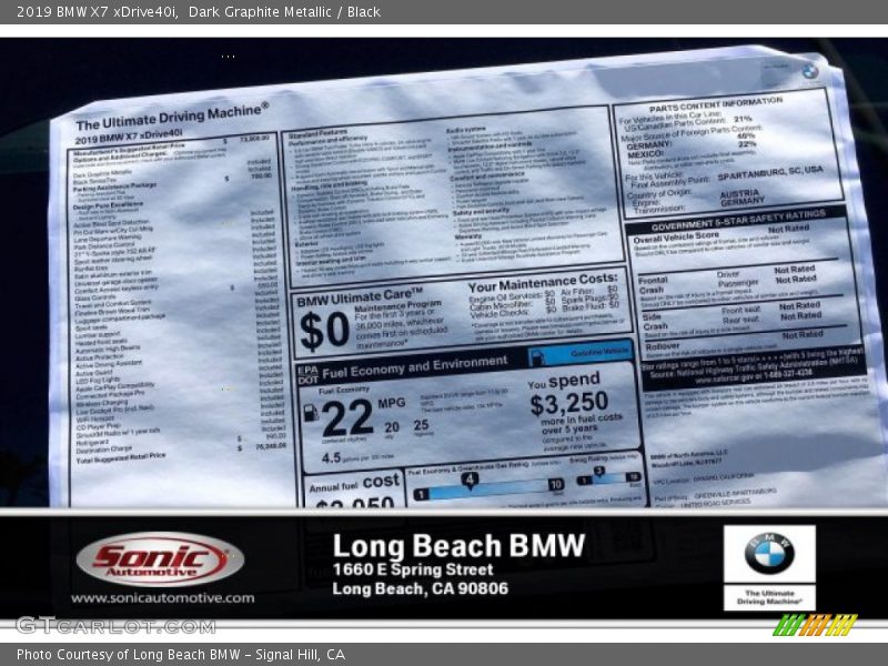 Dark Graphite Metallic / Black 2019 BMW X7 xDrive40i