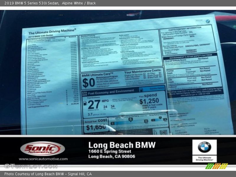 Alpine White / Black 2019 BMW 5 Series 530i Sedan