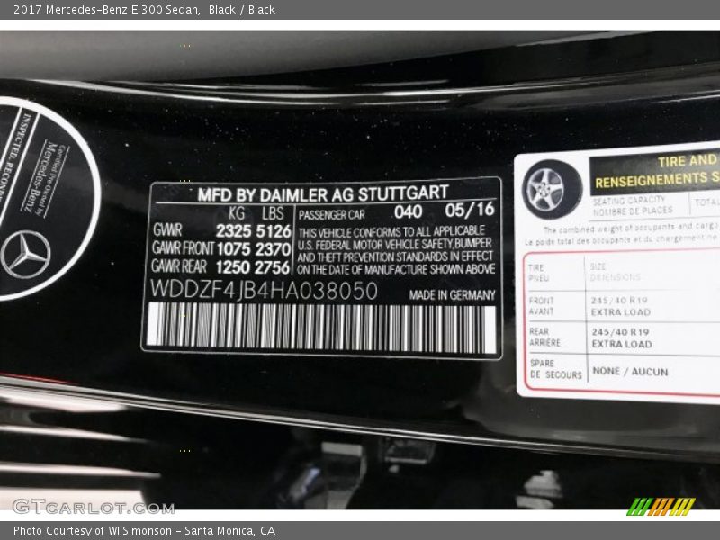 Black / Black 2017 Mercedes-Benz E 300 Sedan