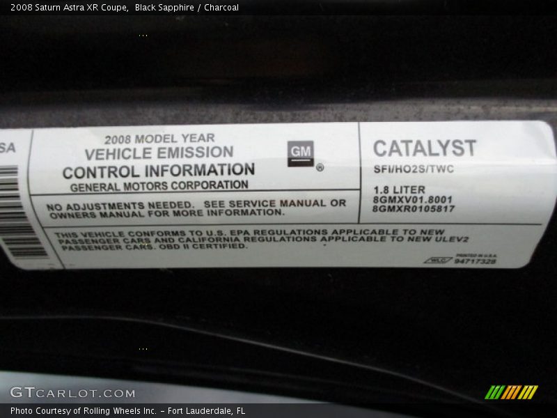 Black Sapphire / Charcoal 2008 Saturn Astra XR Coupe