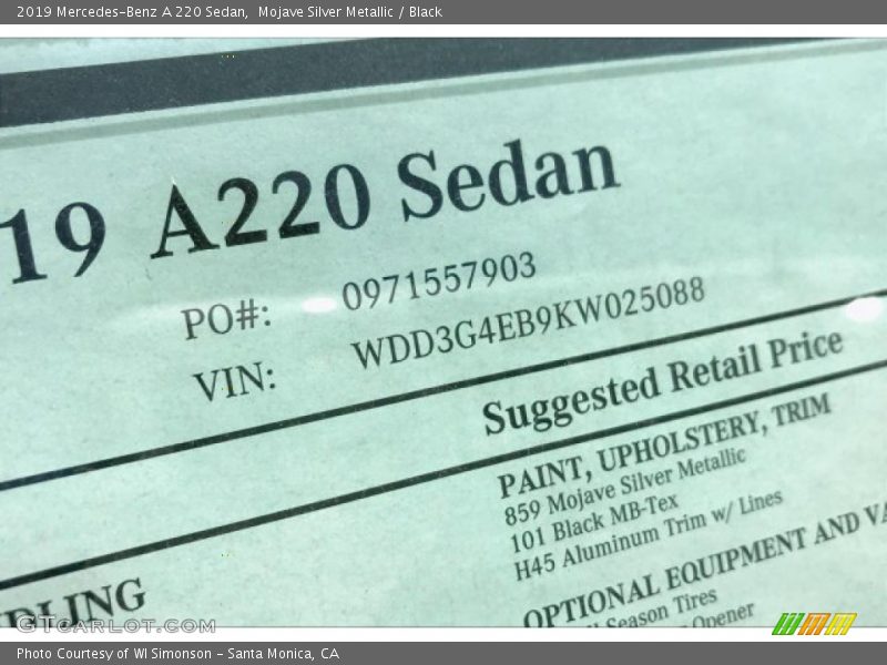 Mojave Silver Metallic / Black 2019 Mercedes-Benz A 220 Sedan