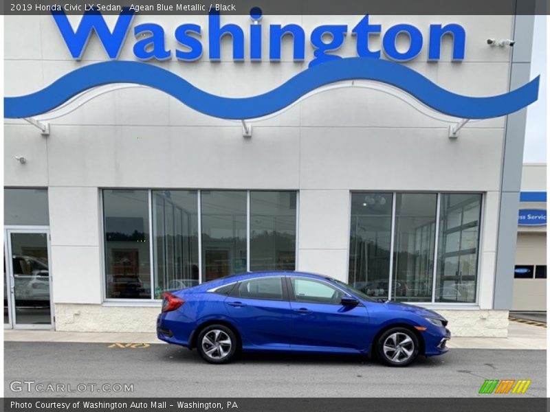Agean Blue Metallic / Black 2019 Honda Civic LX Sedan