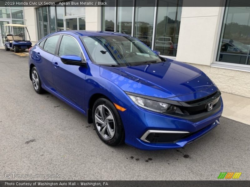 Agean Blue Metallic / Black 2019 Honda Civic LX Sedan