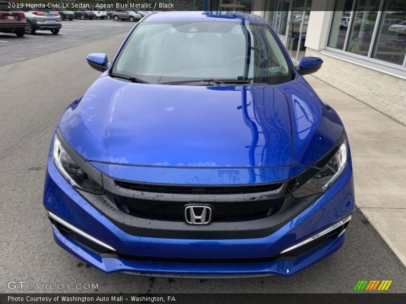 Agean Blue Metallic / Black 2019 Honda Civic LX Sedan