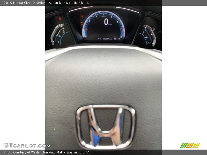 Agean Blue Metallic / Black 2019 Honda Civic LX Sedan