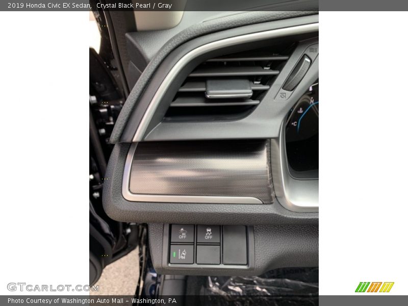 Crystal Black Pearl / Gray 2019 Honda Civic EX Sedan