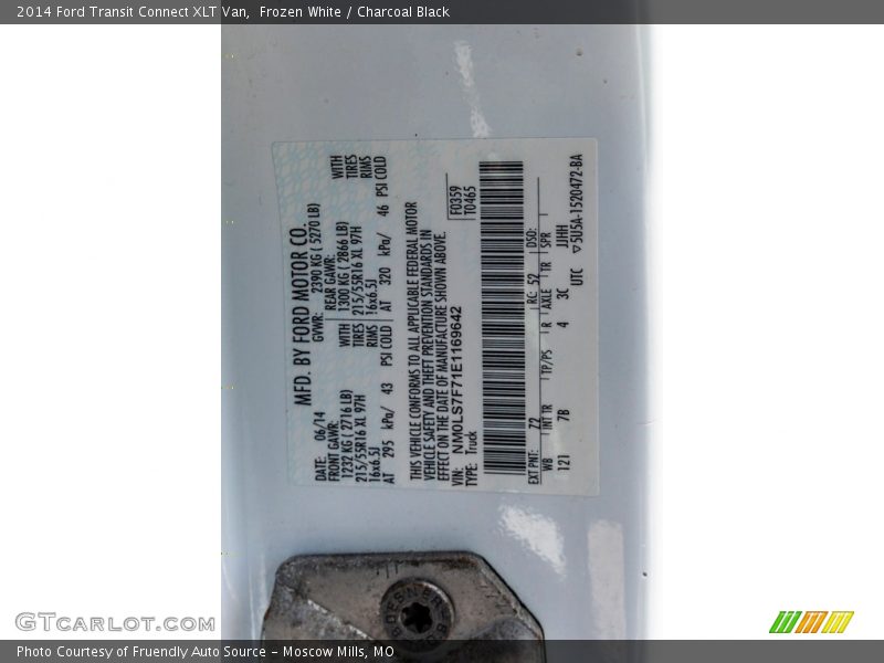 Frozen White / Charcoal Black 2014 Ford Transit Connect XLT Van