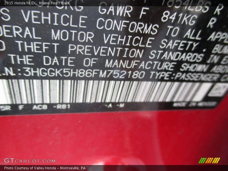 Milano Red / Black 2015 Honda Fit EX