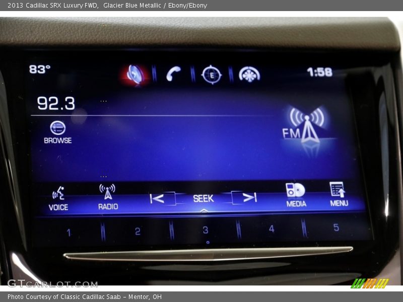 Glacier Blue Metallic / Ebony/Ebony 2013 Cadillac SRX Luxury FWD