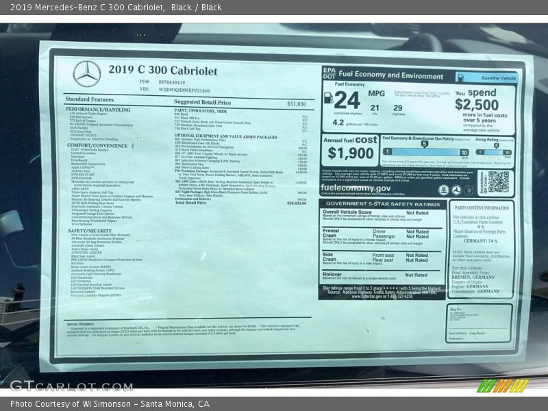 Black / Black 2019 Mercedes-Benz C 300 Cabriolet