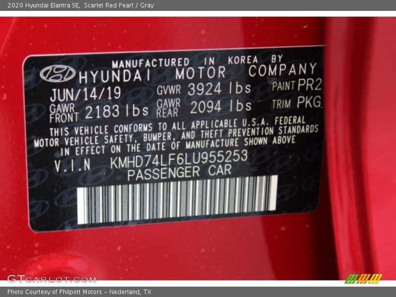 Scarlet Red Pearl / Gray 2020 Hyundai Elantra SE