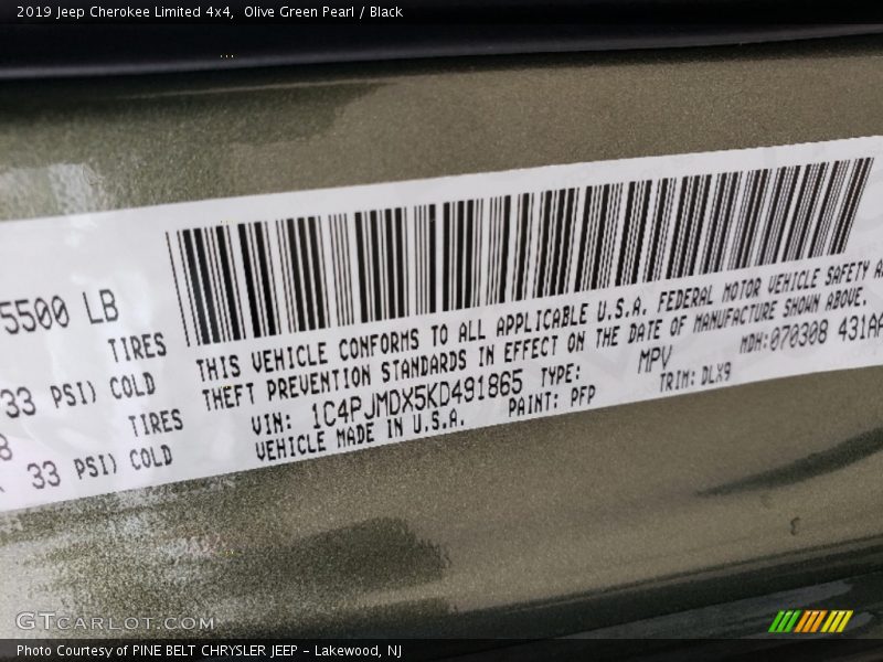 Olive Green Pearl / Black 2019 Jeep Cherokee Limited 4x4