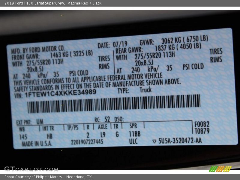 Magma Red / Black 2019 Ford F150 Lariat SuperCrew