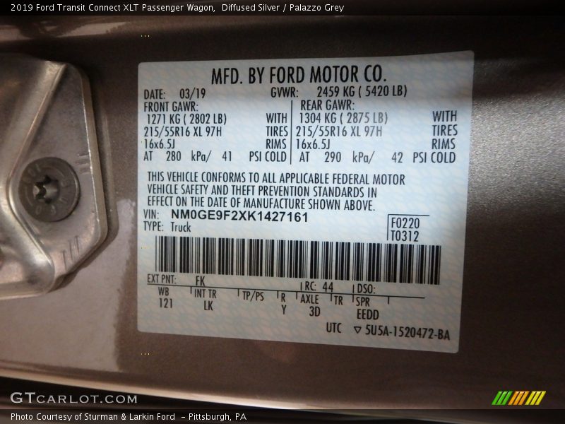 Diffused Silver / Palazzo Grey 2019 Ford Transit Connect XLT Passenger Wagon