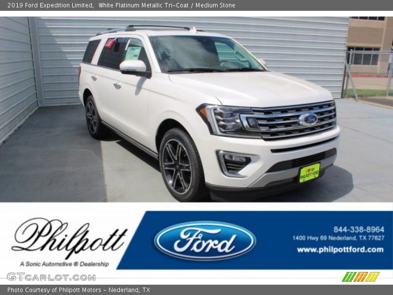 White Platinum Metallic Tri-Coat / Medium Stone 2019 Ford Expedition Limited