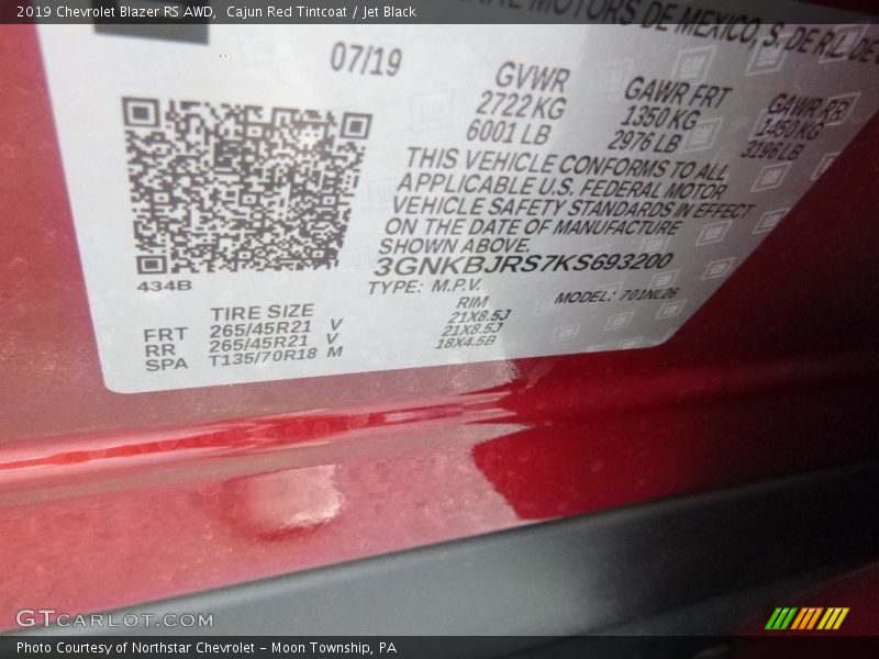 Cajun Red Tintcoat / Jet Black 2019 Chevrolet Blazer RS AWD